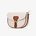 Geanta dama crossbody bej deschis cu maro din piele texturata